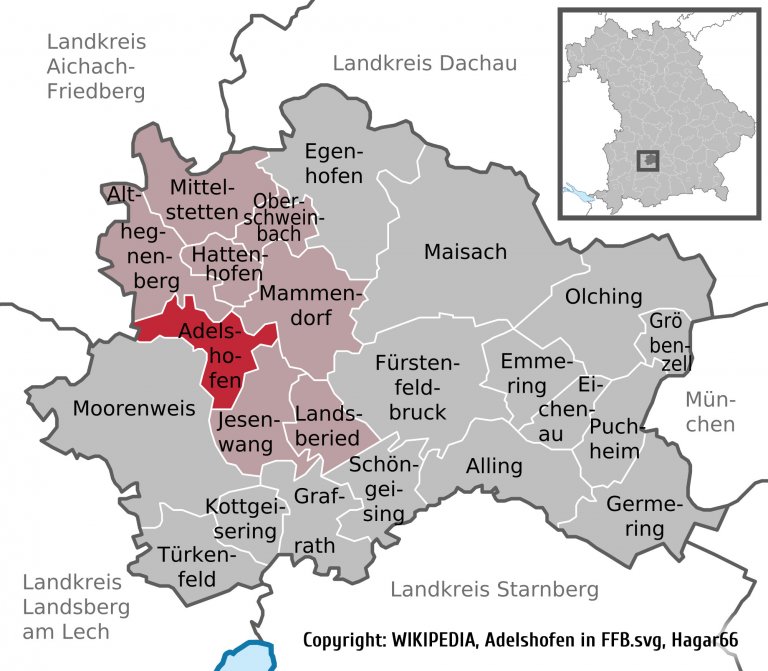 Grossansicht in neuem Fenster: Übersichtsplan - Lage der Gemeinde Adelshofen