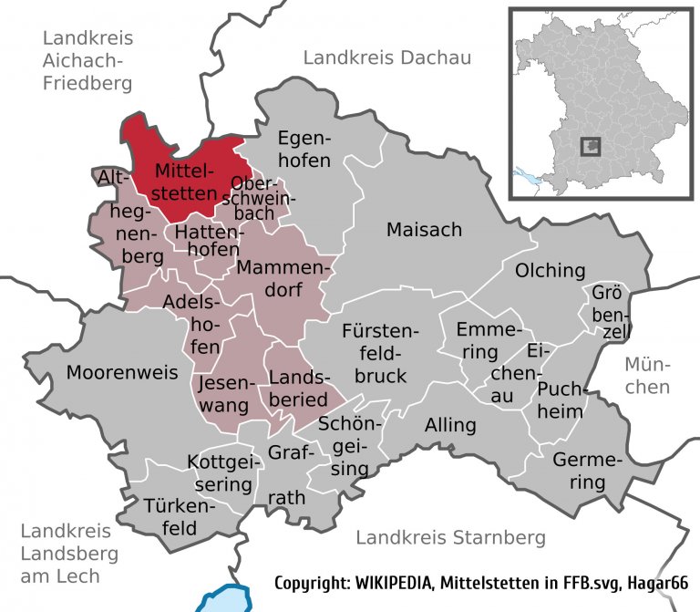 Grossansicht in neuem Fenster: Übersichtsplan - Lage der Gemeinde Mittelstetten