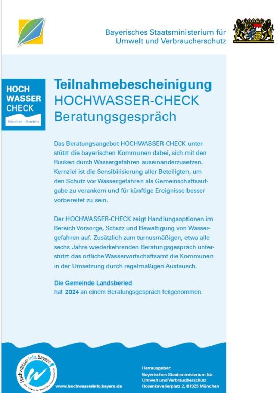 Teilnehmerurkunde Hochwasser Check
